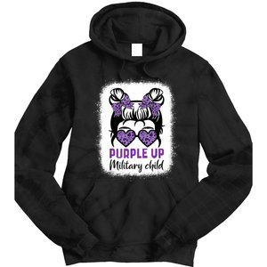 Purple Up For Military Messy Bun Military Child Month Tie Dye Hoodie