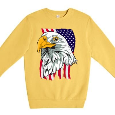 Patriotic Us Flag Pride Freedom Liberty American Bald Eagle Meaningful Gift Premium Crewneck Sweatshirt