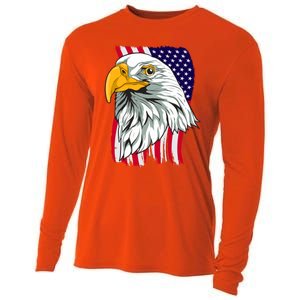 Patriotic Us Flag Pride Freedom Liberty American Bald Eagle Meaningful Gift Cooling Performance Long Sleeve Crew