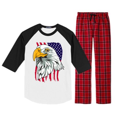 Patriotic Us Flag Pride Freedom Liberty American Bald Eagle Meaningful Gift Raglan Sleeve Pajama Set