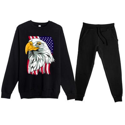 Patriotic Us Flag Pride Freedom Liberty American Bald Eagle Meaningful Gift Premium Crewneck Sweatsuit Set