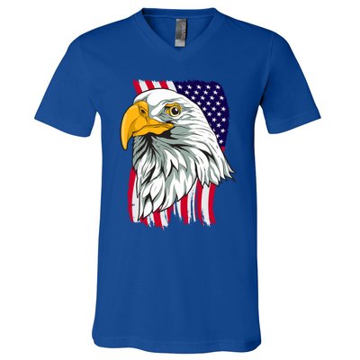 Patriotic Us Flag Pride Freedom Liberty American Bald Eagle Meaningful Gift V-Neck T-Shirt