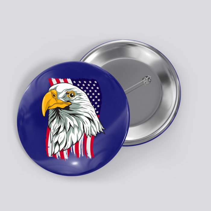 Patriotic Us Flag Pride Freedom Liberty American Bald Eagle Meaningful Gift Button