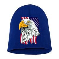 Patriotic Us Flag Pride Freedom Liberty American Bald Eagle Meaningful Gift Short Acrylic Beanie