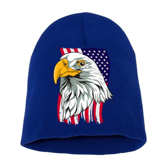 Patriotic Us Flag Pride Freedom Liberty American Bald Eagle Meaningful Gift Short Acrylic Beanie