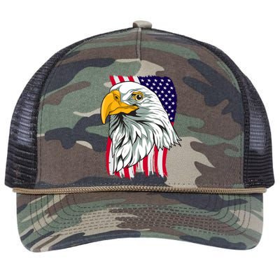 Patriotic Us Flag Pride Freedom Liberty American Bald Eagle Meaningful Gift Retro Rope Trucker Hat Cap