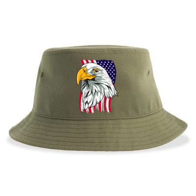 Patriotic Us Flag Pride Freedom Liberty American Bald Eagle Meaningful Gift Sustainable Bucket Hat