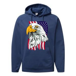 Patriotic Us Flag Pride Freedom Liberty American Bald Eagle Meaningful Gift Performance Fleece Hoodie