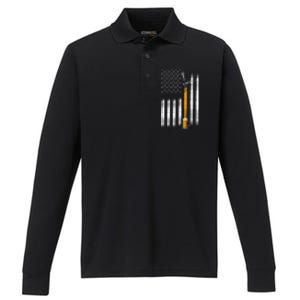 Patriotic Us Flag American Brewery Craft Beer Performance Long Sleeve Polo