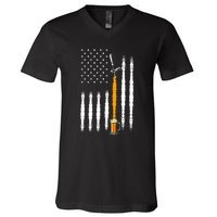 Patriotic Us Flag American Brewery Craft Beer V-Neck T-Shirt