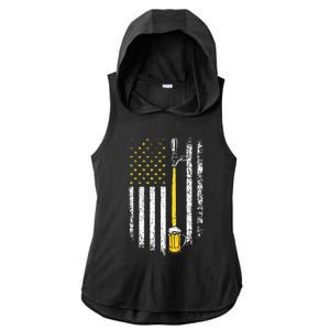 Patriotic US Flag American Brewery Craft Beer Funny Ladies PosiCharge Tri-Blend Wicking Draft Hoodie Tank