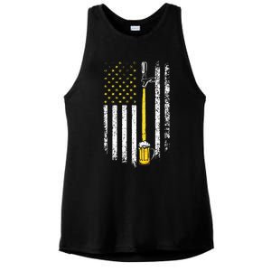 Patriotic US Flag American Brewery Craft Beer Funny Ladies PosiCharge Tri-Blend Wicking Tank