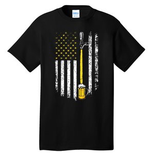 Patriotic US Flag American Brewery Craft Beer Funny Tall T-Shirt