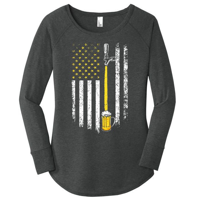 Patriotic US Flag American Brewery Craft Beer Funny Women's Perfect Tri Tunic Long Sleeve Shirt