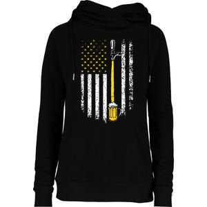 Patriotic US Flag American Brewery Craft Beer Funny Womens Funnel Neck Pullover Hood