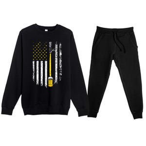 Patriotic US Flag American Brewery Craft Beer Funny Premium Crewneck Sweatsuit Set