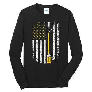 Patriotic US Flag American Brewery Craft Beer Funny Tall Long Sleeve T-Shirt