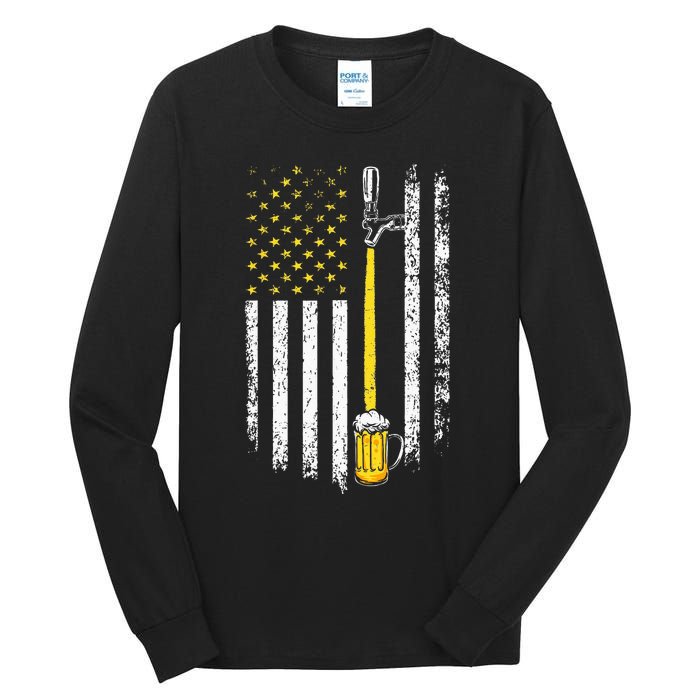 Patriotic US Flag American Brewery Craft Beer Funny Tall Long Sleeve T-Shirt