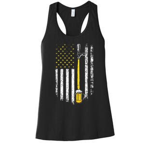 Patriotic US Flag American Brewery Craft Beer Funny Women's Racerback Tank