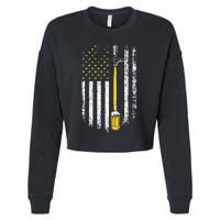 Patriotic US Flag American Brewery Craft Beer Funny Cropped Pullover Crew