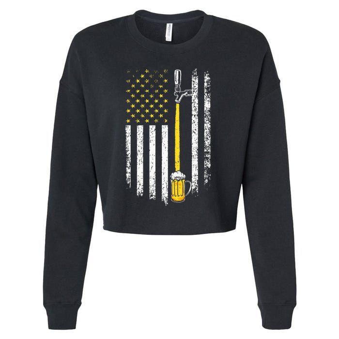 Patriotic US Flag American Brewery Craft Beer Funny Cropped Pullover Crew