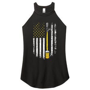 Patriotic US Flag American Brewery Craft Beer Funny Women's Perfect Tri Rocker Tank