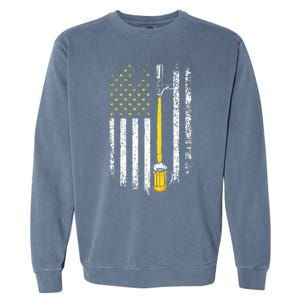 Patriotic US Flag American Brewery Craft Beer Funny Garment-Dyed Sweatshirt