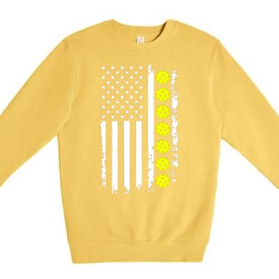 Pickleball USA Flag American Sport Premium Crewneck Sweatshirt