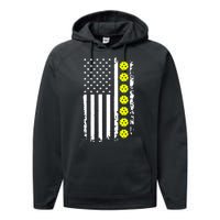 Pickleball USA Flag American Sport Performance Fleece Hoodie