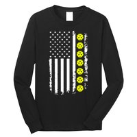 Pickleball USA Flag American Sport Long Sleeve Shirt