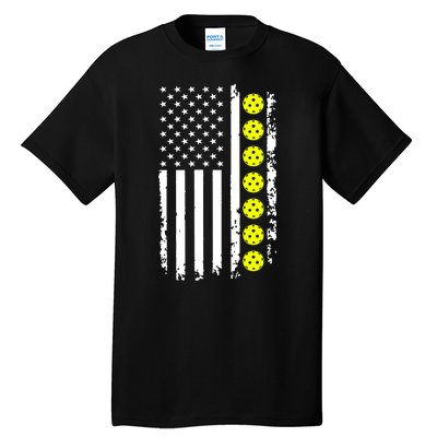 Pickleball USA Flag American Sport Tall T-Shirt