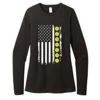 Pickleball USA Flag American Sport Womens CVC Long Sleeve Shirt