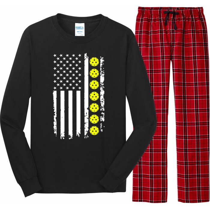 Pickleball USA Flag American Sport Long Sleeve Pajama Set