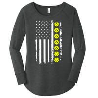 Pickleball USA Flag American Sport Women's Perfect Tri Tunic Long Sleeve Shirt