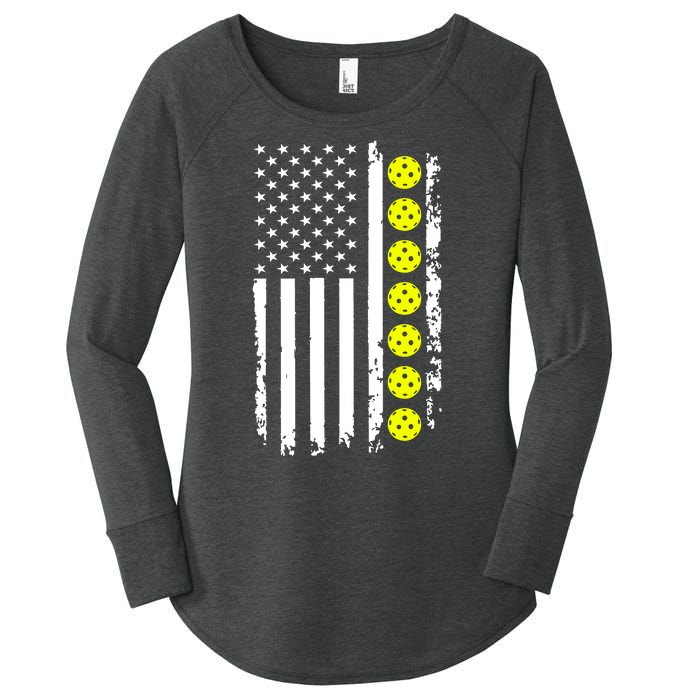 Pickleball USA Flag American Sport Women's Perfect Tri Tunic Long Sleeve Shirt