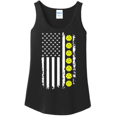 Pickleball USA Flag American Sport Ladies Essential Tank