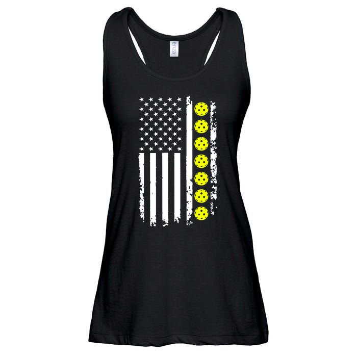 Pickleball USA Flag American Sport Ladies Essential Flowy Tank