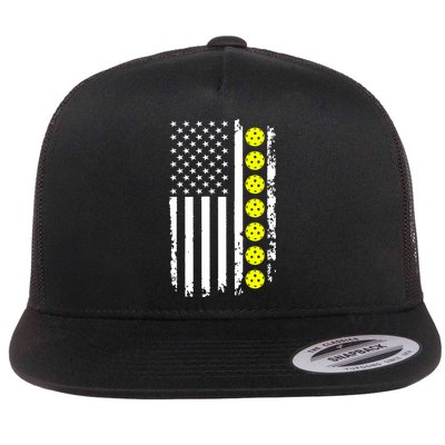 Pickleball USA Flag American Sport Flatbill Hat