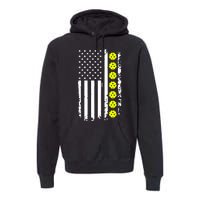 Pickleball USA Flag American Sport Premium Hoodie