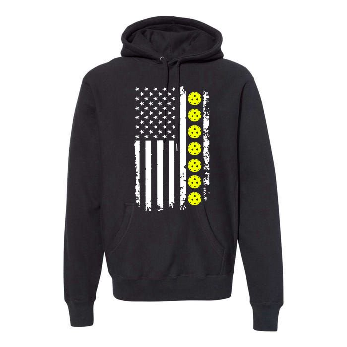 Pickleball USA Flag American Sport Premium Hoodie