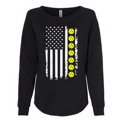 Pickleball USA Flag American Sport Womens California Wash Sweatshirt