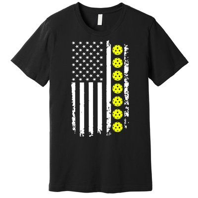 Pickleball USA Flag American Sport Premium T-Shirt