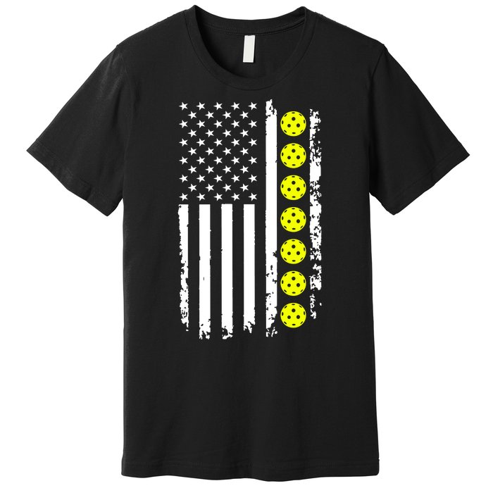 Pickleball USA Flag American Sport Premium T-Shirt