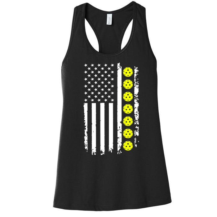 Pickleball USA Flag American Sport Women's Racerback Tank