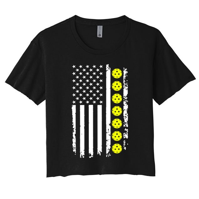 Pickleball USA Flag American Sport Crop Top