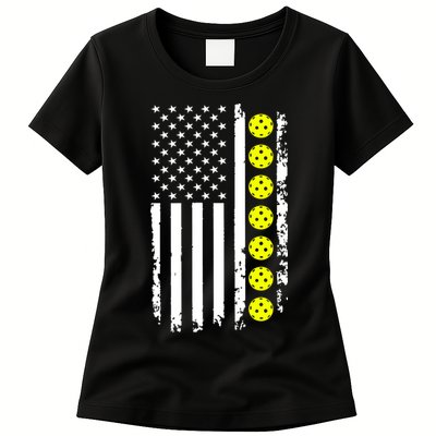 Pickleball USA Flag American Sport Womens T-Shirt