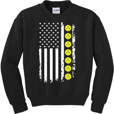 Pickleball USA Flag American Sport Kids Sweatshirt