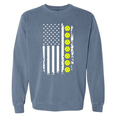 Pickleball USA Flag American Sport Garment-Dyed Sweatshirt