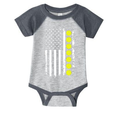 Pickleball USA Flag American Sport Infant Baby Jersey Bodysuit