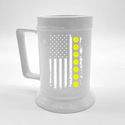 Pickleball USA Flag American Sport Beer Stein